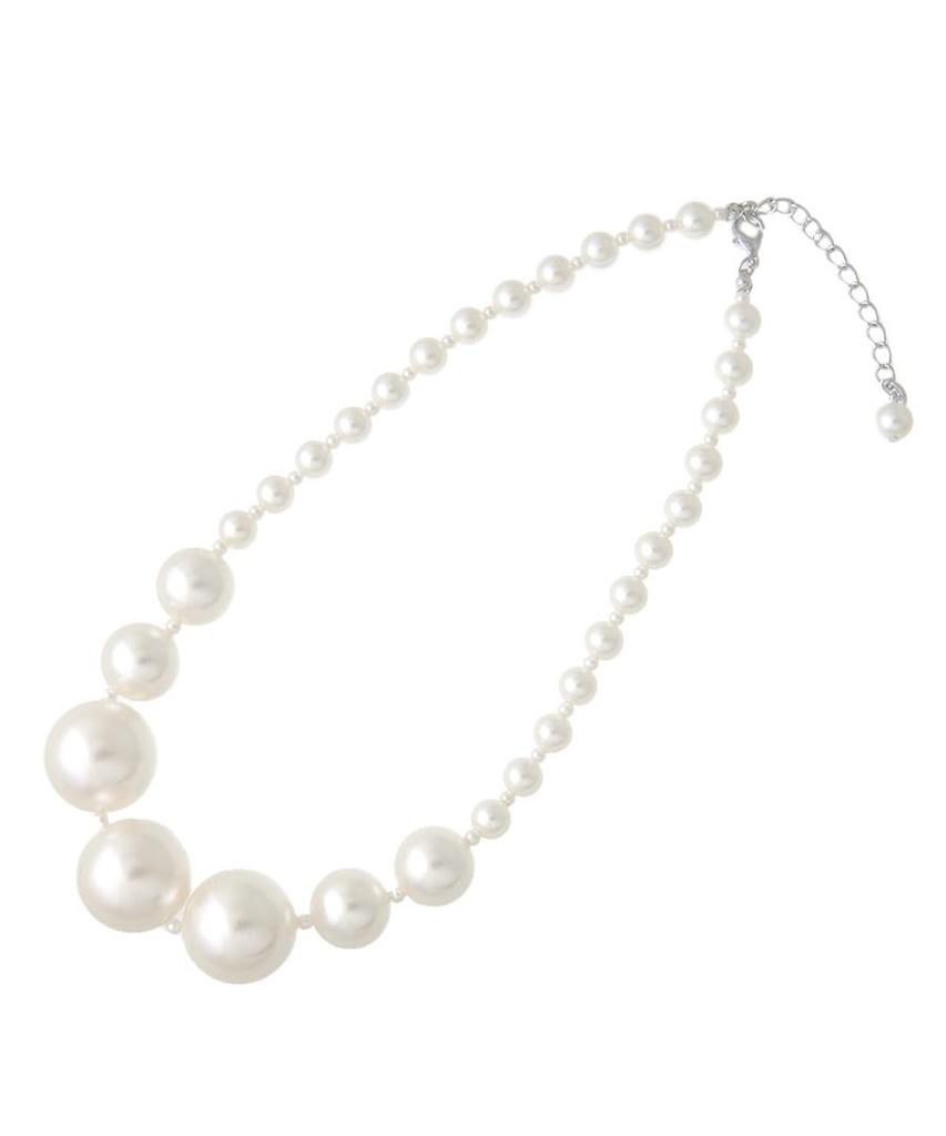 VINGTAINE Pearl Necklace, Gradient Line, Large Pearls, Elegant, for Occasions, Formal Occasions, Receptions, Parties, Weddings, GraduationEntrance