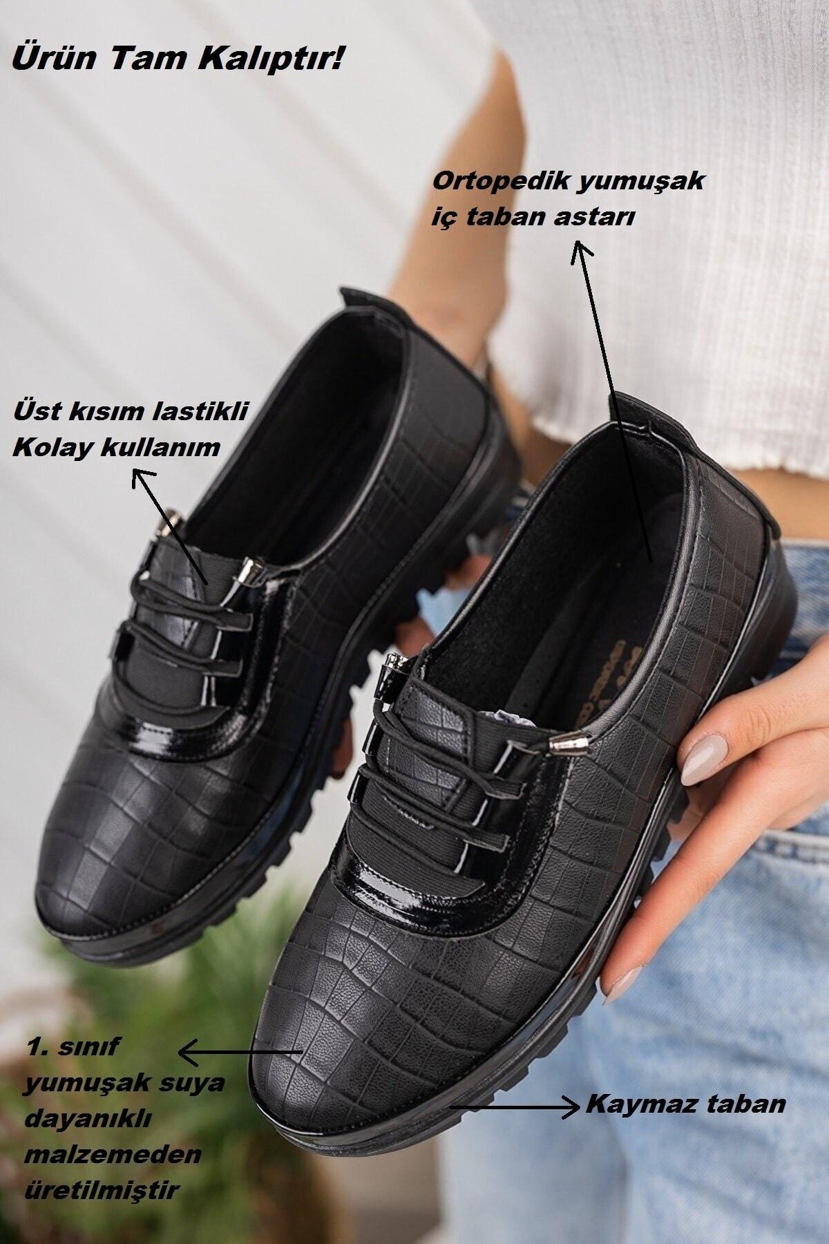 

Жіночі туфлі на плоскій підошві Чорні ортопедичні повсякденні туфлі під крокодил 36