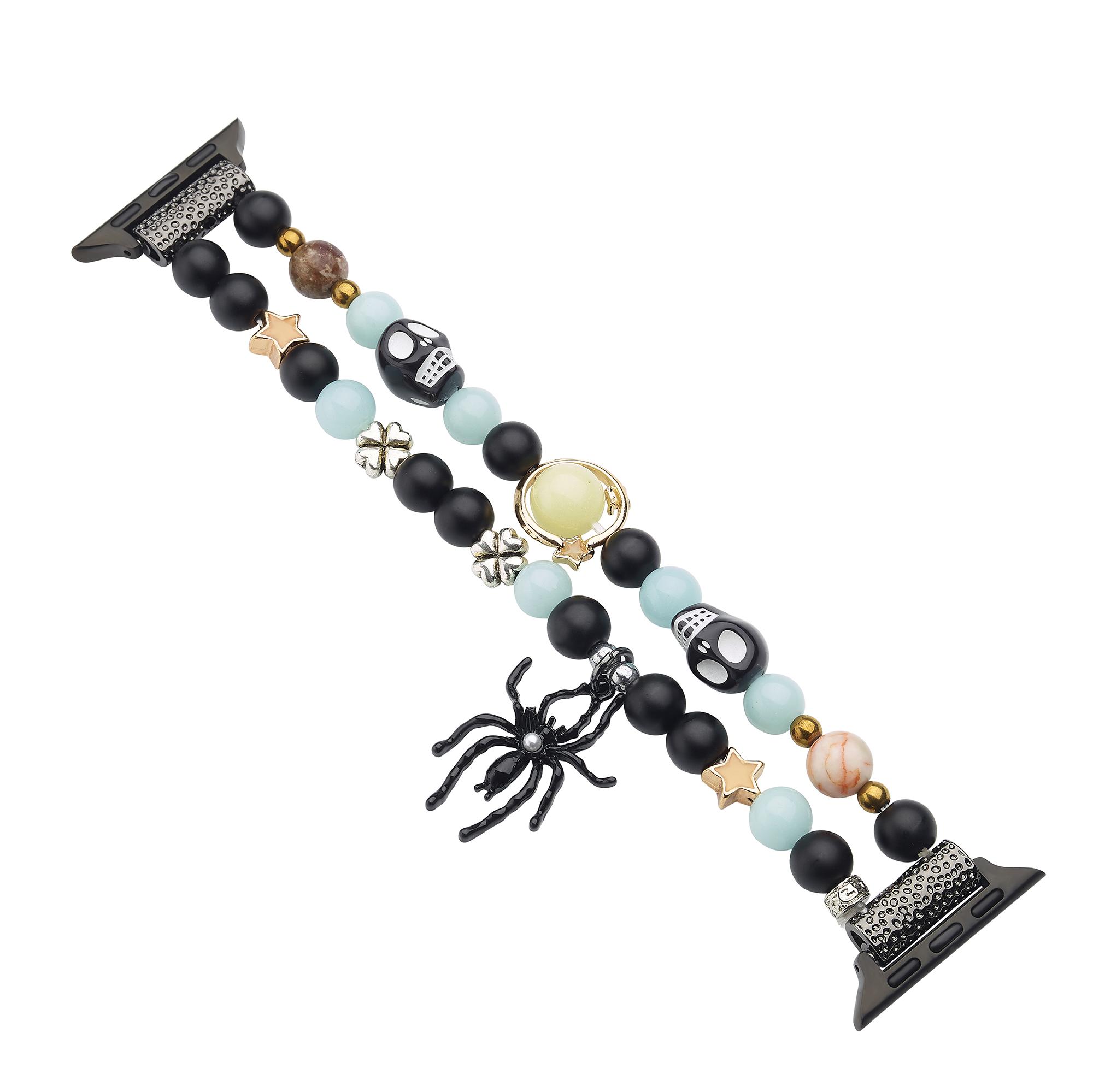 

Glowing Strap for Apple Watch Series 10 Ultra 9 8 7 SE 6 5 4 3 2 1 46mm 49mm 45mm 44mm 42mm with Spider Pendant Blue Light+Black