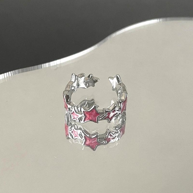 3Pcs Cute Star Wrap Finger Rings Adjustable Minimalist Dopamine Star Rings