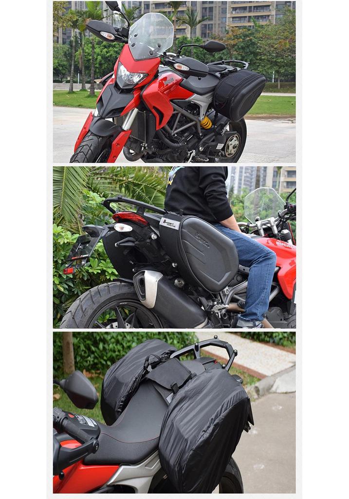 Devil Competition Multi-Functional Motorcycle Saddlebags: Double-Sided Helmet and Travel Bags