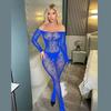 Women Fishnet Mesh Bodystocking Long Sleeve Bodysuit See Through Tights Nightwear Erotic Lingerie Crotchless Jumpsuit