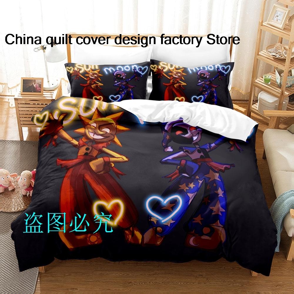 Sundrop FNAF Beding Set Single Twin Ful Quen King-Sized Dimensionsd Dimensions Bed Linen Set Adult People Bedrom Duvetcover Sets Anime Sundrop FNAF