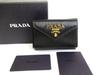 Authentic Black Leather Trifold Wallet Compact Wallet #a873  Refurbished