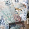 Marine Coral Shell Conch Vintage Blue Wooden Turtle Window Tulle Curtains for Living Room Hotel Luxury Decoration Sheer Curtains
