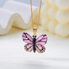 Simple Gold Color Stainless Steel Clavicle Necklace for Women Light Luxury Resin Butterfly Pendant Necklace Friendship Jewelry