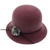 Elegant Women Fedora Hat Vintage Pompom Bowknot Flat Top Felt Hat Winter Autumn Imitation Woolen Bowler Cap Panama Church Hat