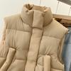 Autumn Sleeveless Casual Loose Cotton Down Jackets Women Tops Stand Collar Warm Short Cotton Coats Women Winter Fashion Ladies Waistcoat Jacket 25431