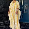 Summer Women Short Sleeve Striped Print Casual Loose Oversized Long  Maxi Robe Dress