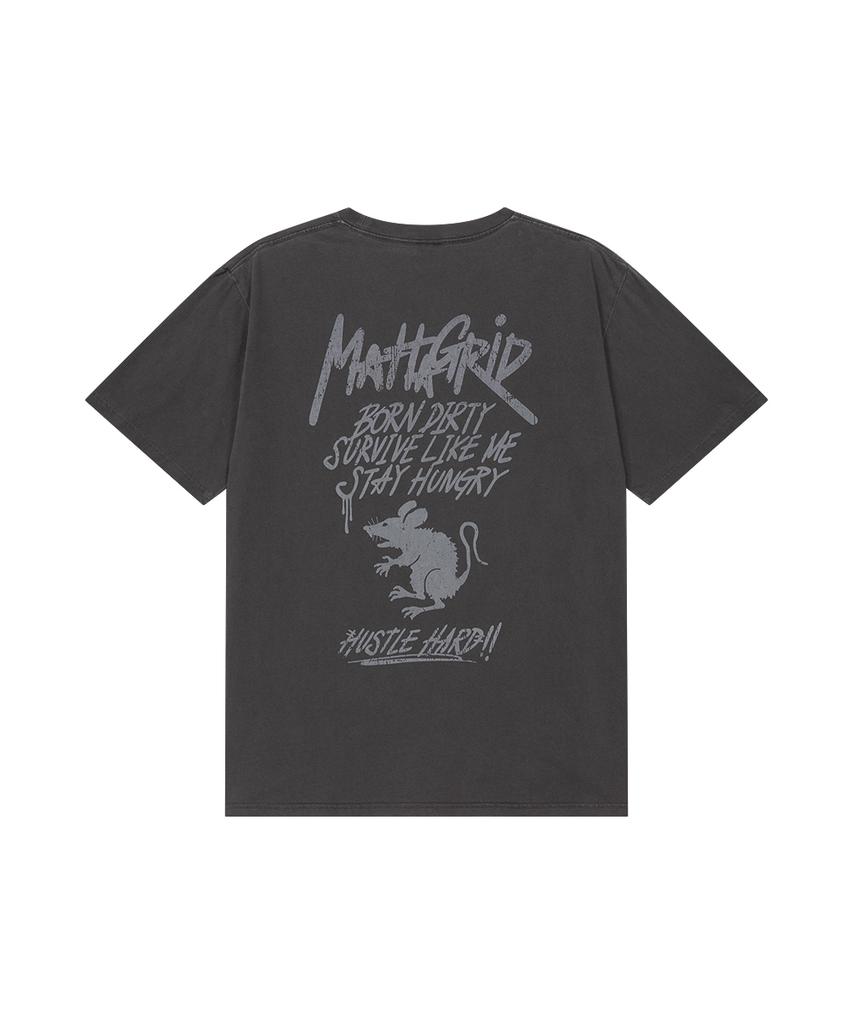 MAHAGRID Pigment Rat Graffiti Logo Tee Charcoal(Mg2Gmmt510A)