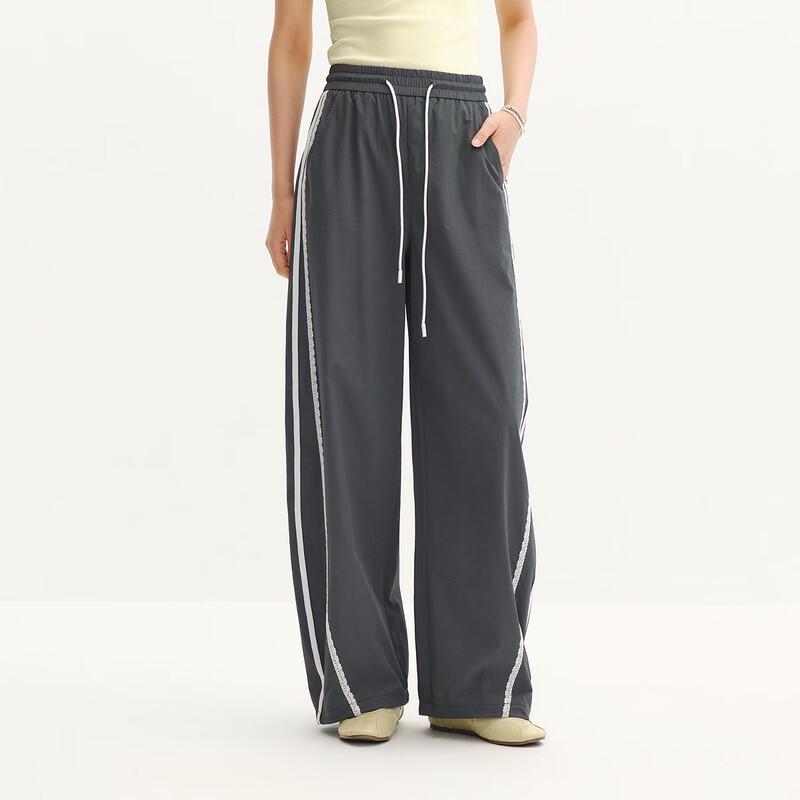 Semir Women's Summer Loose Fit Drawstring Textured Long Casual Pants