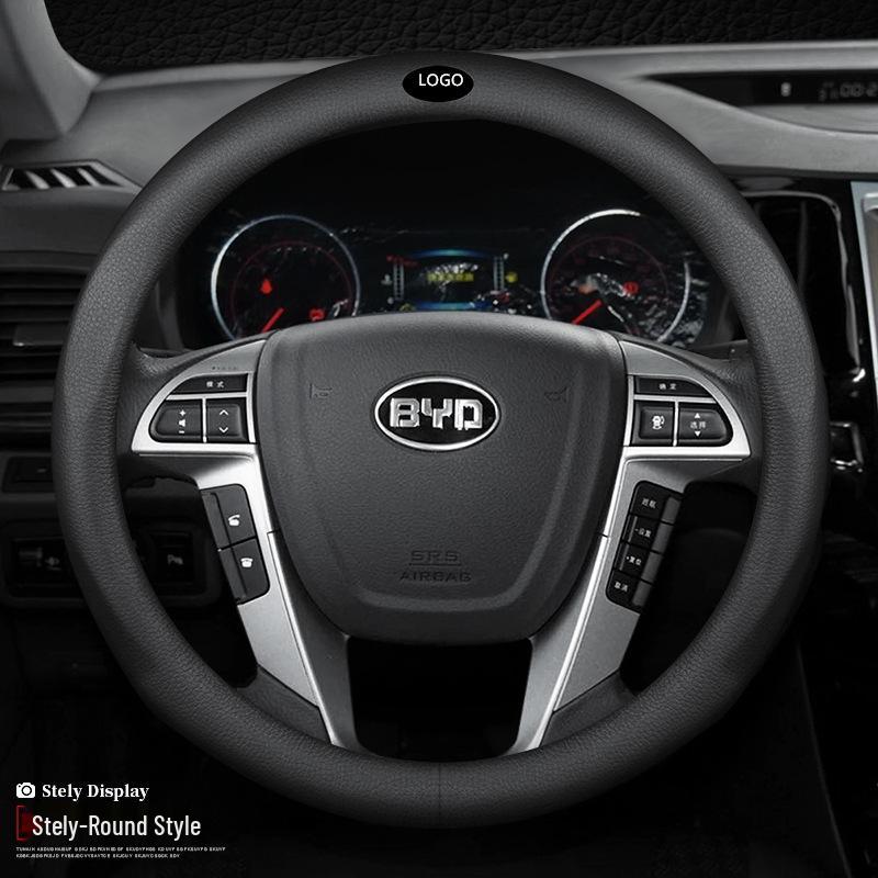 Suitable Leather Steering Wheel Cover for BYD Tang, Song, Qinplus, Han, and MAX - All Seasons, New Energy Models