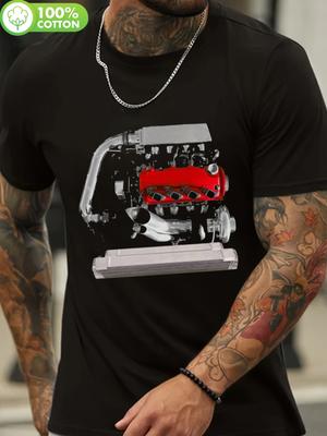 100% Cotton T-shirt with Engine Print