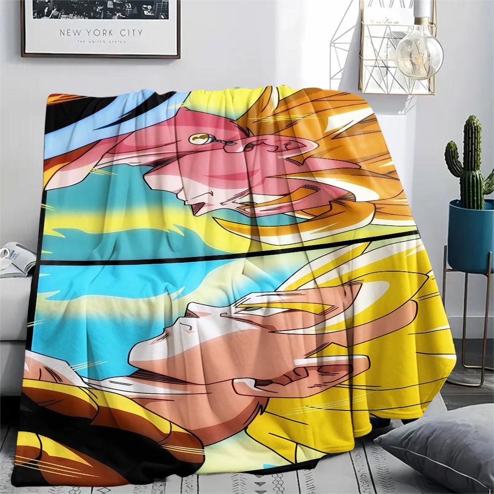 Dragon Ball Charaktere Druck Flanelldecke, Hohe Qualität, Bequem für Alle Jahreszeiten, Heimdekoration, Wärme und Komfort, Perfekt für Weihnachtsgeschenke