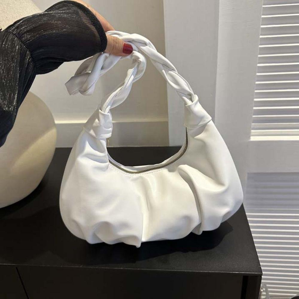 Underarm PU Pleated Shoulder Bag Square Fashion Handbag Sweet Dumplings Shoulder Bag Gift