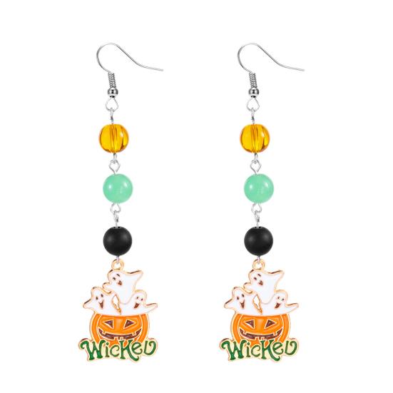 1 Pair Halloween Earrings Pumpkin Ghost Spider Charm Drop Earrings Women Hook Earrings Spooky Jewelry