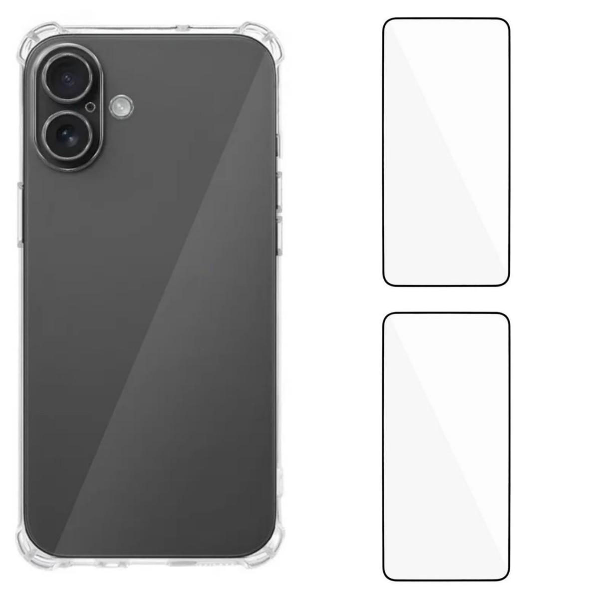 

For iPhone 17 TPU Case WANLONFENG WL3 Series 1.5mm Phone Cover with 2Pcs Tempered Glass Films Transparent