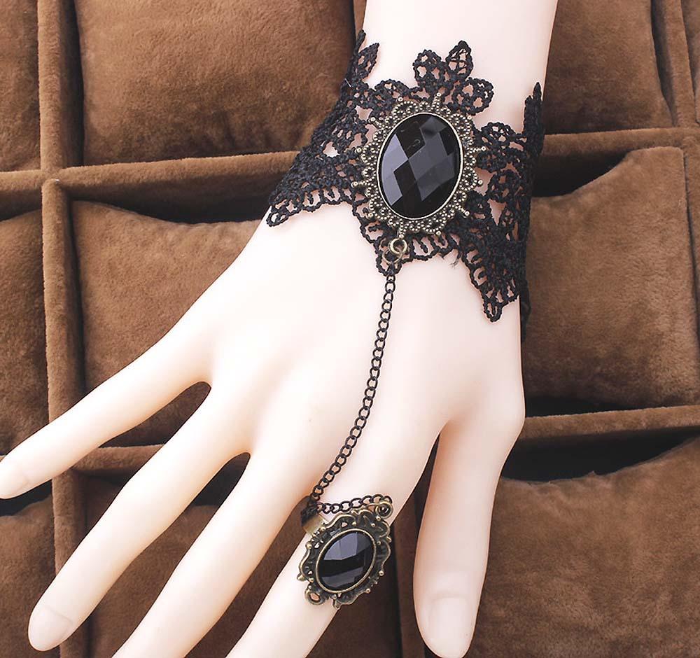 Halloween Sex Rose Bracelet Steampunk Style Lace Bracelet Vampire Black Cosplay Costume