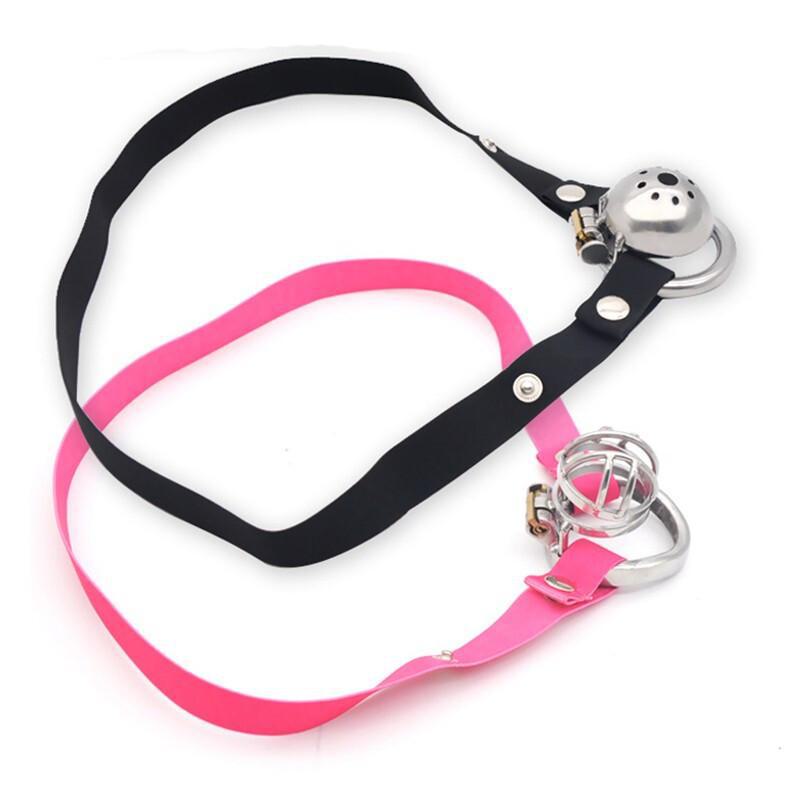 Męska elastyczna klatka chastity z zamkiem i pasem podtrzymującym