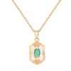 Emerald Square Necklace Female Court Vintage Premium Versatile Geometric Zircon Pendant