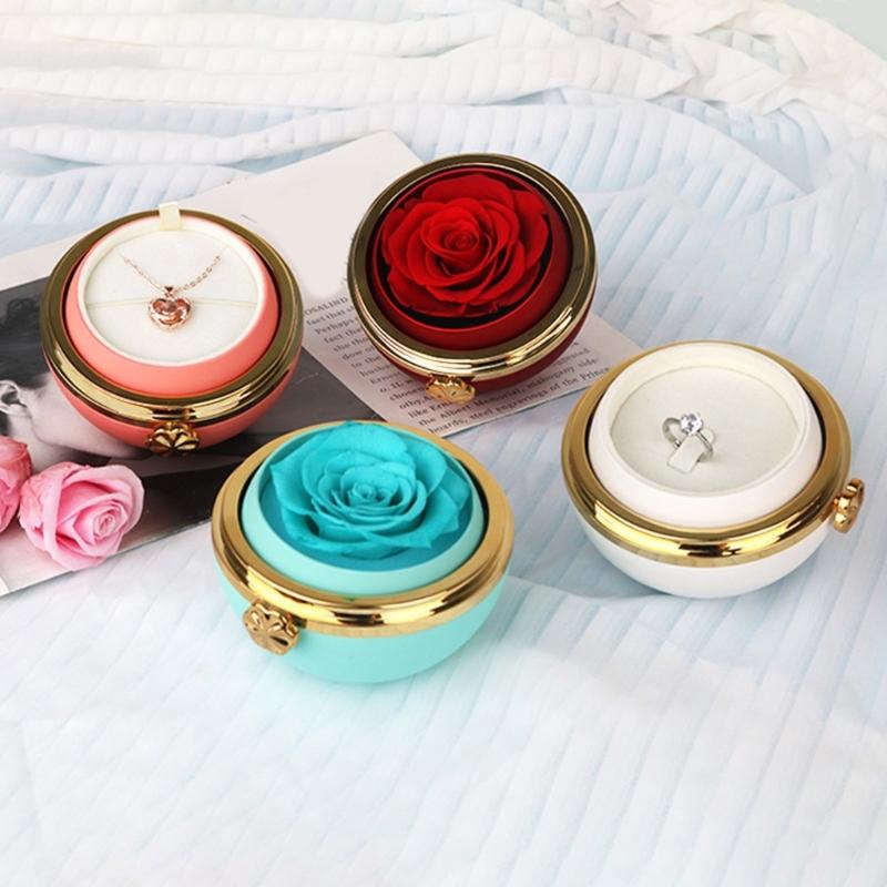 Creative Rotating Designs Flower Jewelry Holder Symbolizing Everlastings Love for Proposals and Anniversaries Storage