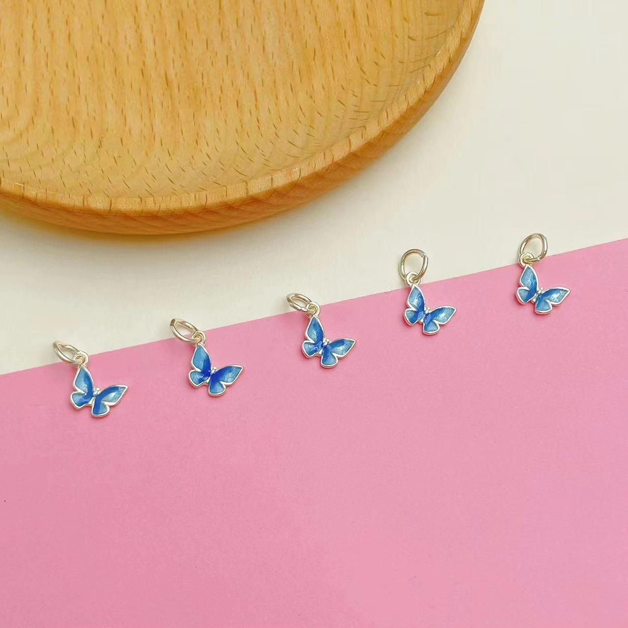 

Sterling Silver Blue Gradient Epoxy Butterfly Vintage Fashion Bracelet Necklace