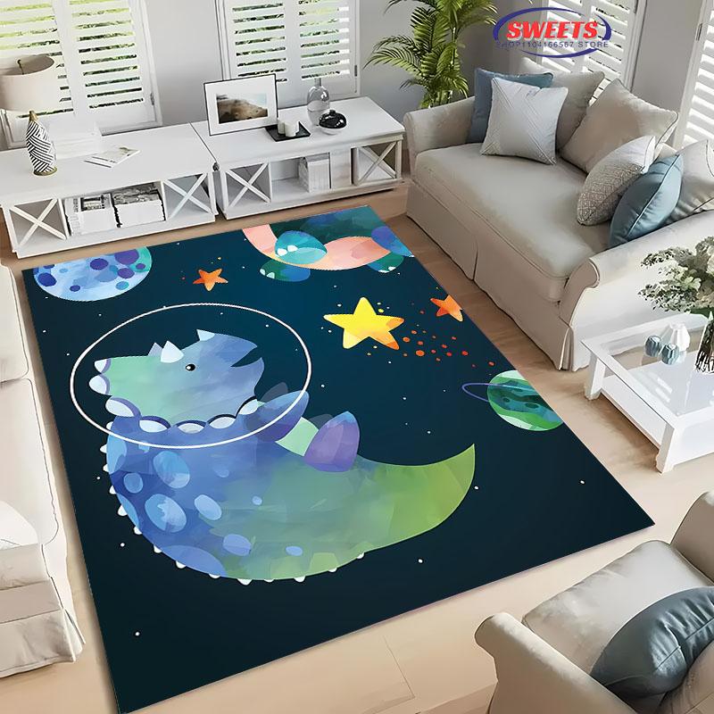 Cartoon Dinosaur Space Carpet for Living Room Cartoon Childrens Bedroom Rug Sofa Doormat Kitchen Floor Mat Anti-slip Decor Gifts
