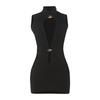 2025 Summer European & American Chic Sleeveless Bodycon Dress - Sexy Hollowed-Out Design, Solid Color
