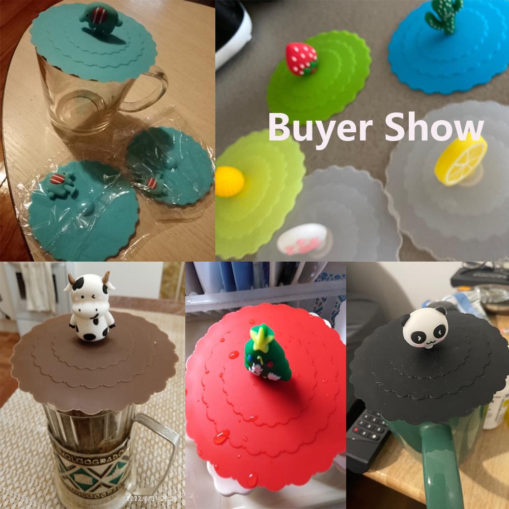 Silicone Cup Lid Dustproof Tea Coffee Cup Lid, Home Cartoon Cup Lid Decoration, Cute and Reusable Glass Cup Lid