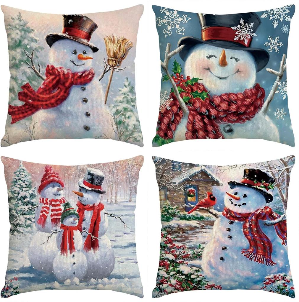 New Christmas Decoration Christmas Pillowcase 18 X 18 Inch Set of 4 Christmas Collection Cushion Pillowcases Custom Zipper Squar