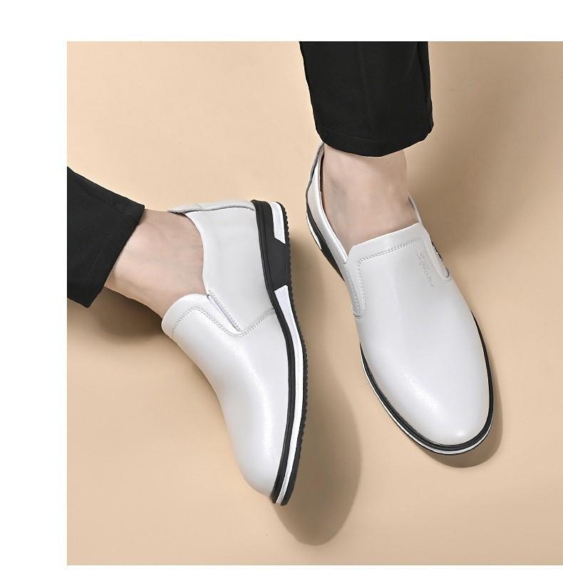 2025 Spring Breathable British Leather Shoes White Men's Casual Leather Shoes