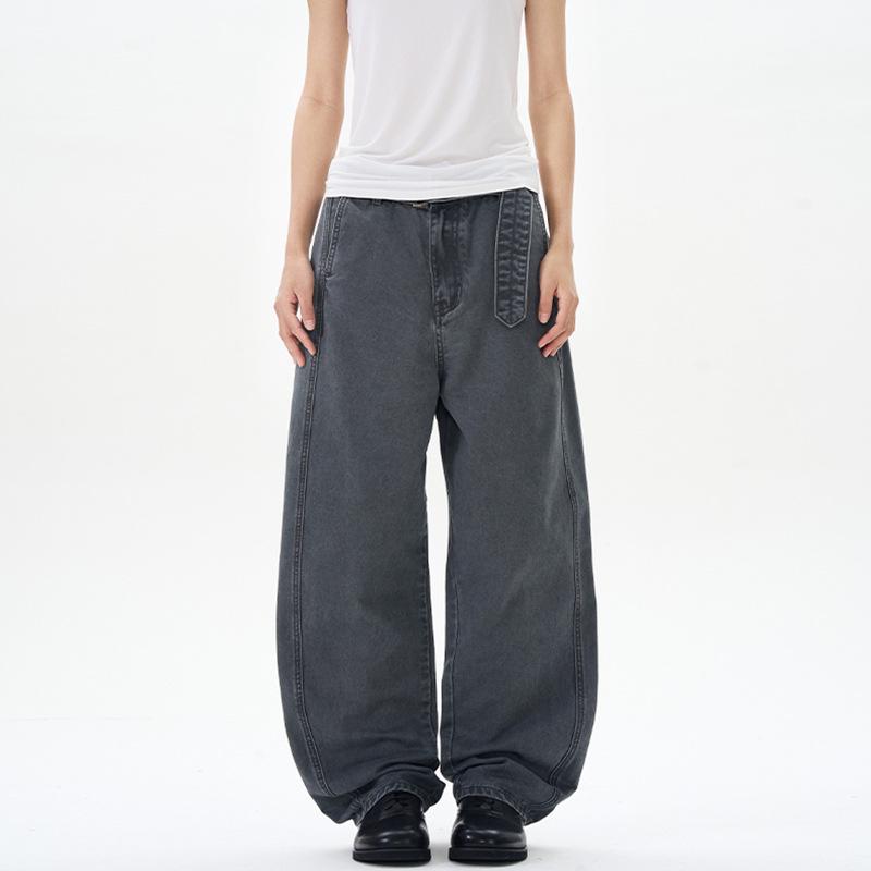 LKTM Unisex Wide-Leg Pure Cotton Stone Wash Casual Pants