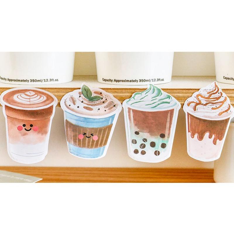 24Pcs Office School Supplies Cute Milk Tea Coffee Cute Heart Pocket Decoration Note Student Can Tear Off Message Notes