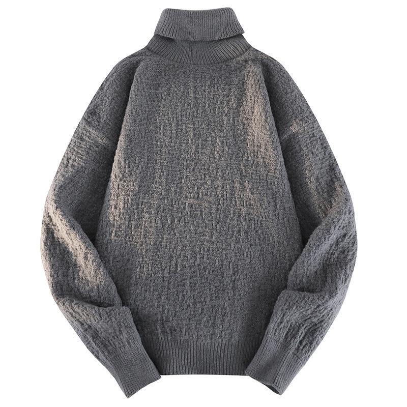 White Pullover Turtleneck Men's Knitted Sweater Autumn and Winter New Trendy Brand Loose Casual Student Sweater