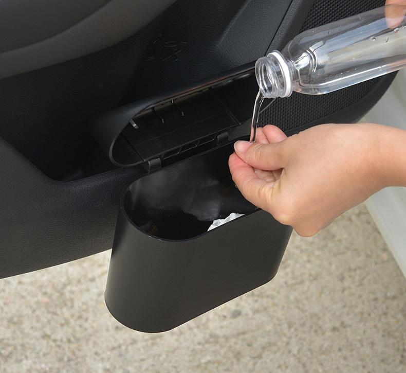Universal Car Trash Bin Hanging Vehicle Garbage Can with lid Storage Box Abs Square Pressing Trash Can Auto Interior Accessories