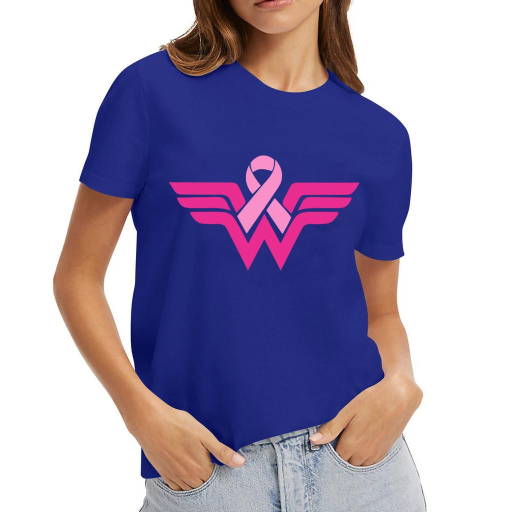 Adult Round Neck Casual Printed Short-sleeved T-shirt Top