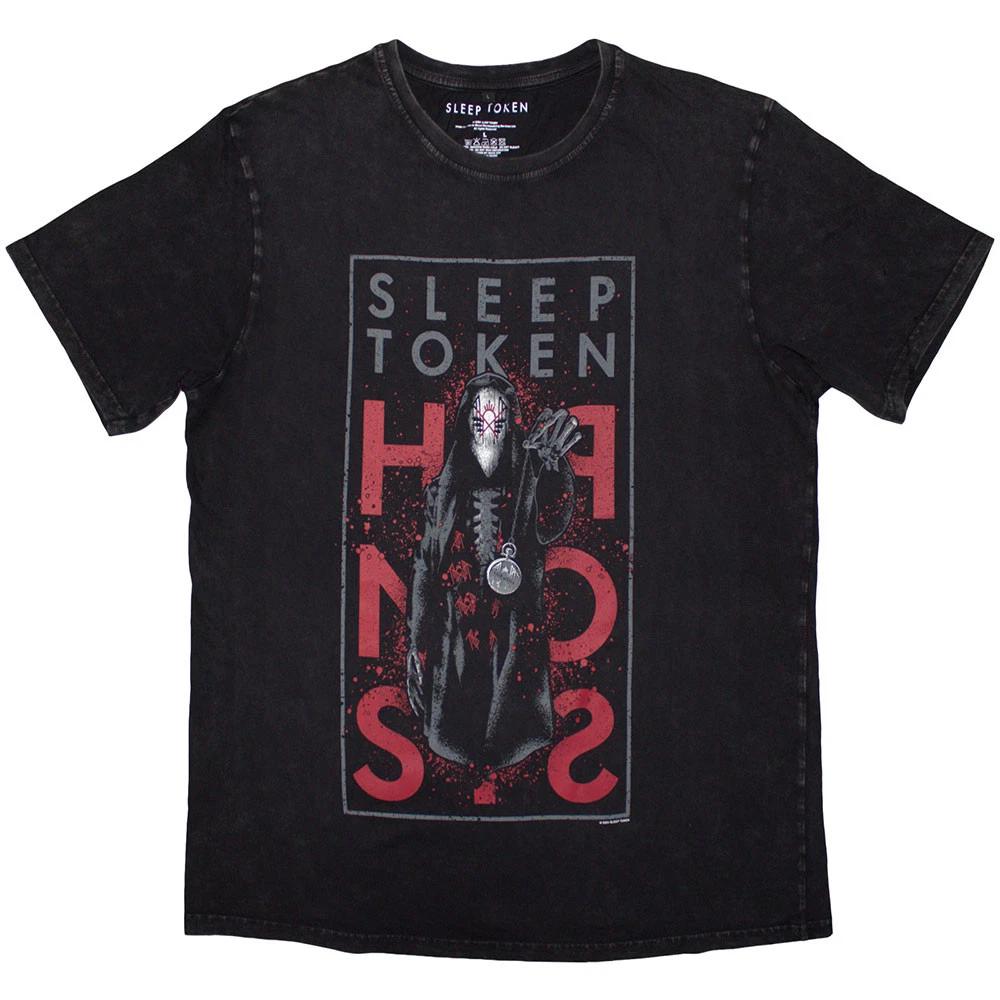 Унисекс футболка Sleep Token с эффектом стоунвош: Гипноз (черный) (большой) 2XL