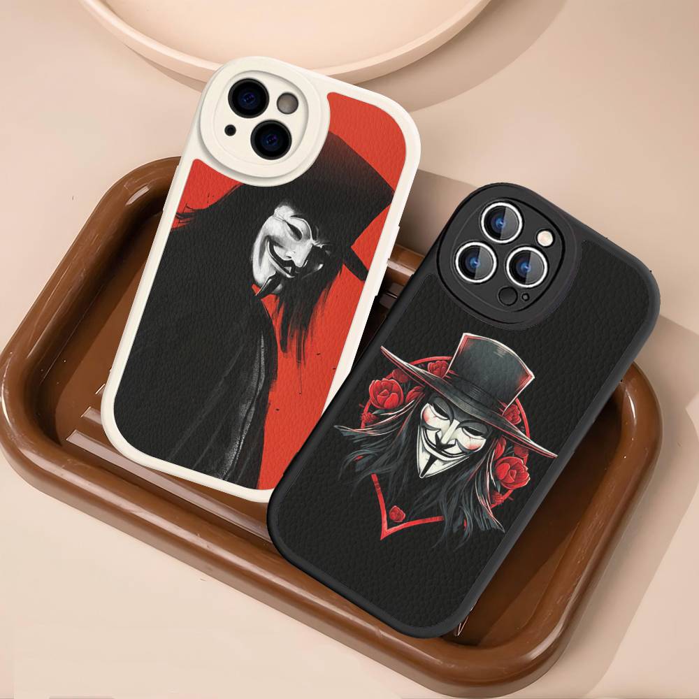 Horror Movie V For V-vendettaS Phone Case For IPhone 16 15 14 13 12 11 Pro Max Plus Leather Soft Cover