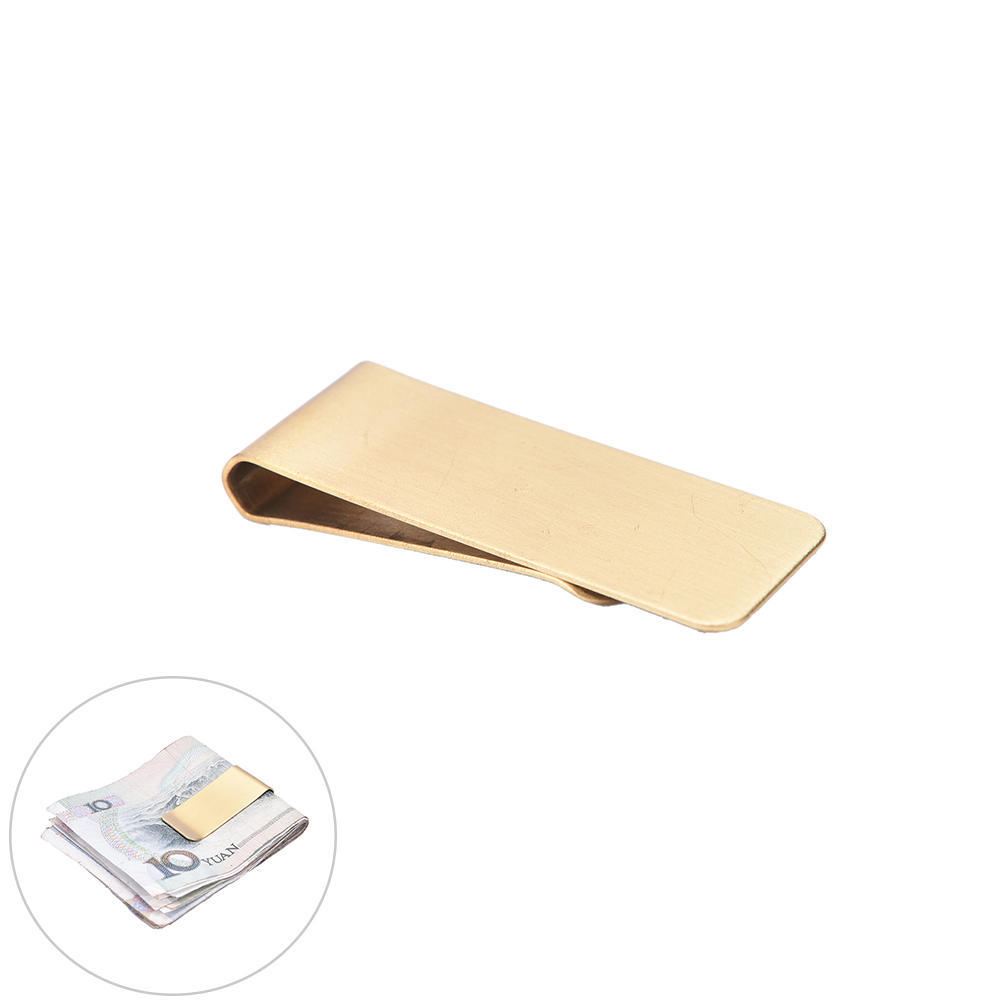Men'S Brass Metal Retro Business Wallet Gift Money Clip Credit Card Holder