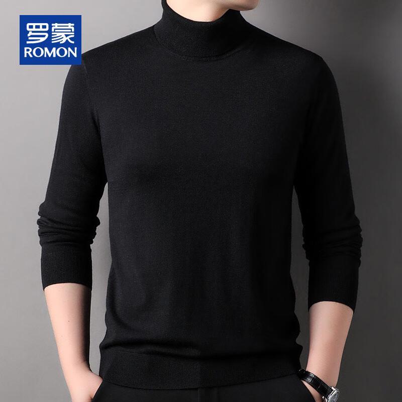 ROMON Men's Solid Color Turtleneck Knit Sweater