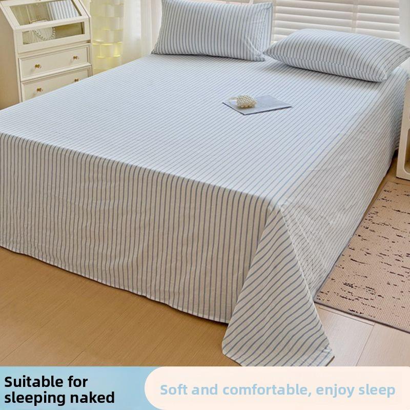 Minimalist Striped Bed Sheet Soft Household & Student Dorm Single Double Bed Bedding