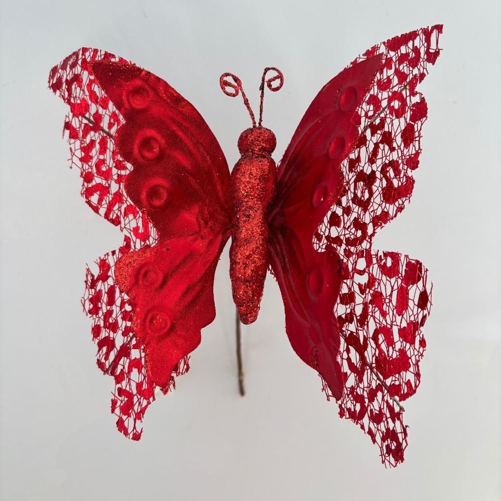 

Fabric Christmas Artificial Butterfly Glitter Christmas Gift New Christmas Hanging Decoration C
