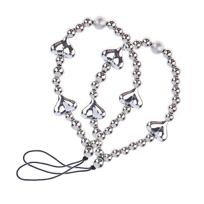 1Pc Silver Color Heart Phone Charms Plastic Love Beaded Rope For Phone Women Men Short Cell Phone Lanyard Keychains