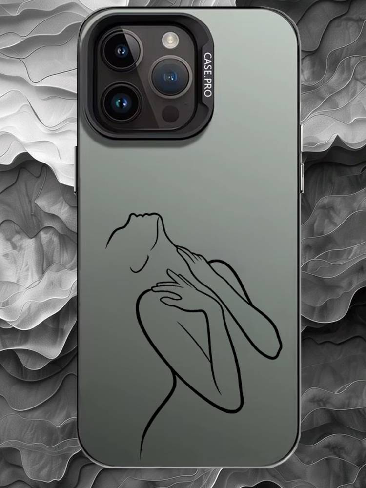 

S-Sexy Line Minimalist line drawing Phone Case For iPhone 17 16 15 14 13 12 11 Pro Max Plus Silver Matte Black Cover iPhone14Pro