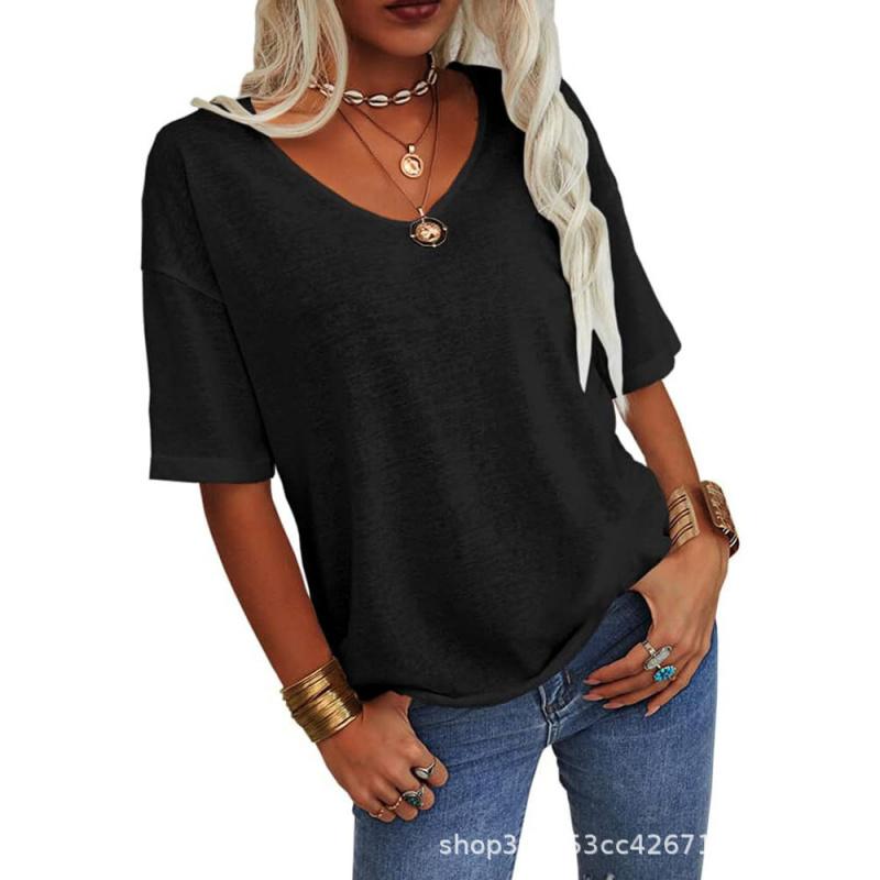 2026 Summer New Women's Short-Sleeve V-Neck T-Shirt Top