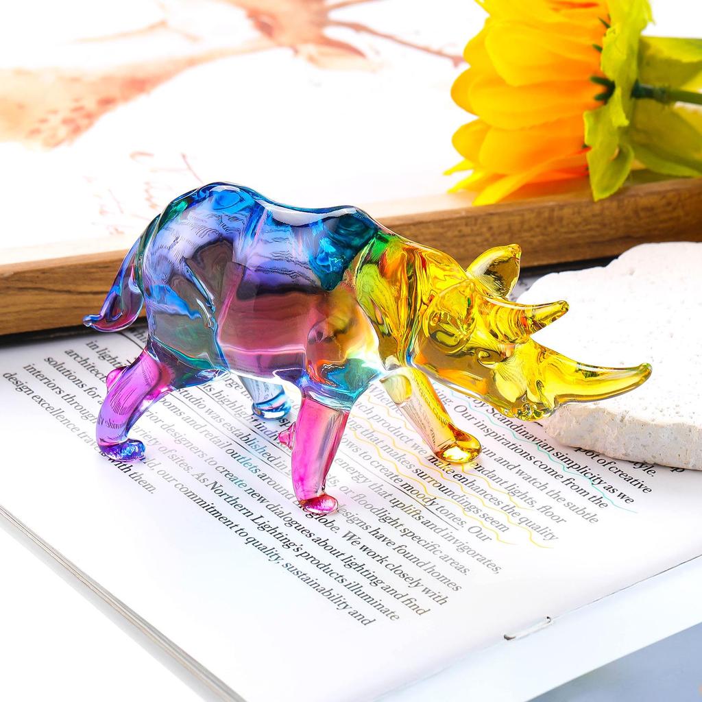 Crystal Rhinoceros Ornament: Home & Office Decoration for Wealth and Prosperity