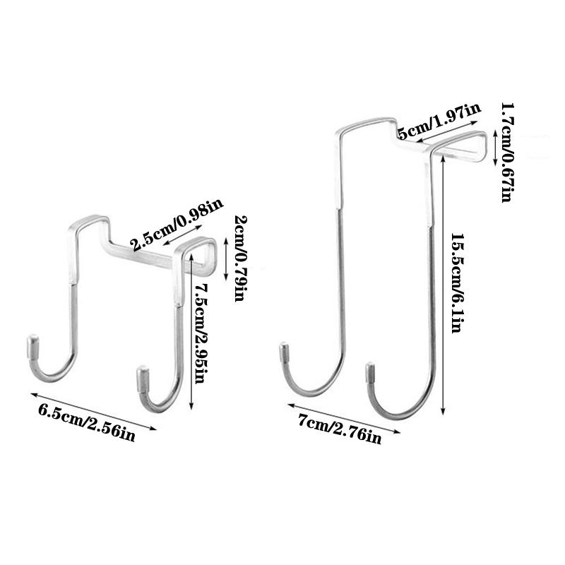 Porta de Armário de Cabeceira de Aço Inoxidável Dormitório Gancho Duplo Gancho em S Para Pendurar Roupas Banheiro Cozinha Cabide Atrás da Porta