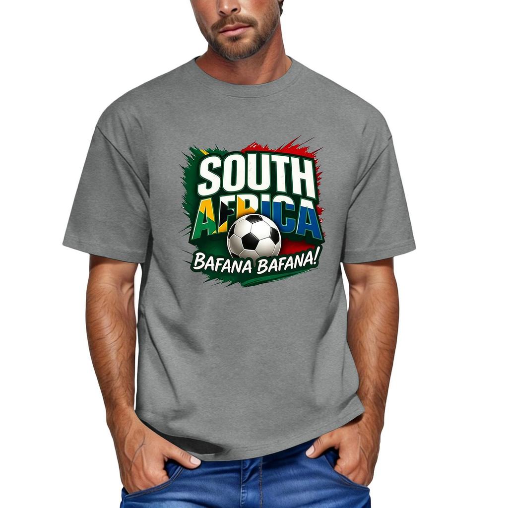 Men's Short Sleeve Crew Neck T-Shirt Featuring South Africa Soccer Graphic Print Bafana Bafana Football Fan Apparel