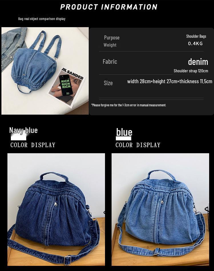 2025 Fashion Washed Denim Versatile Backpack: Crossbody and Casual Schoolbag for College Students