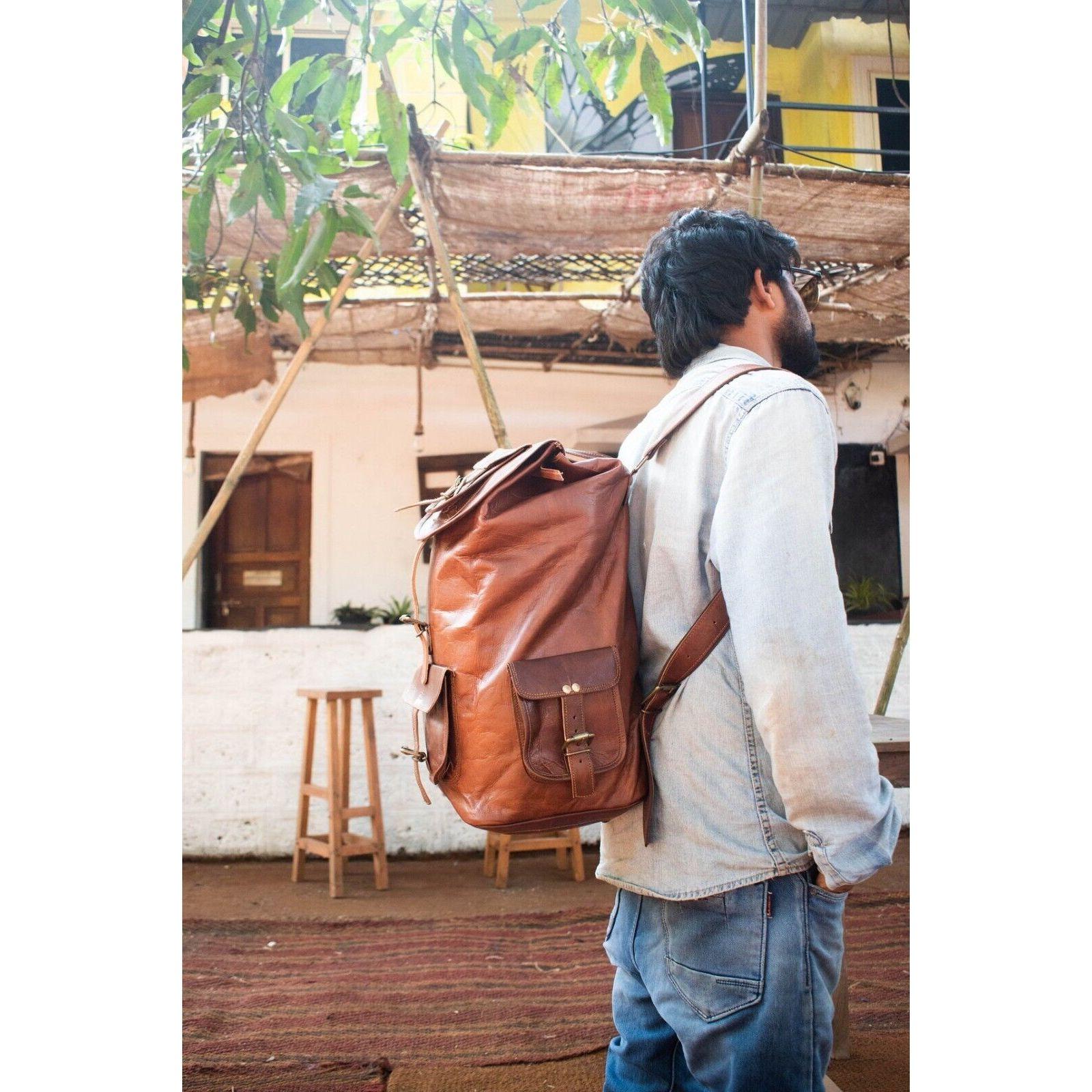 Сумка Рюкзак из козьей кожи Рюкзак для ноутбука Винтаж Коричневый Подлинная Путешествия — фото 6